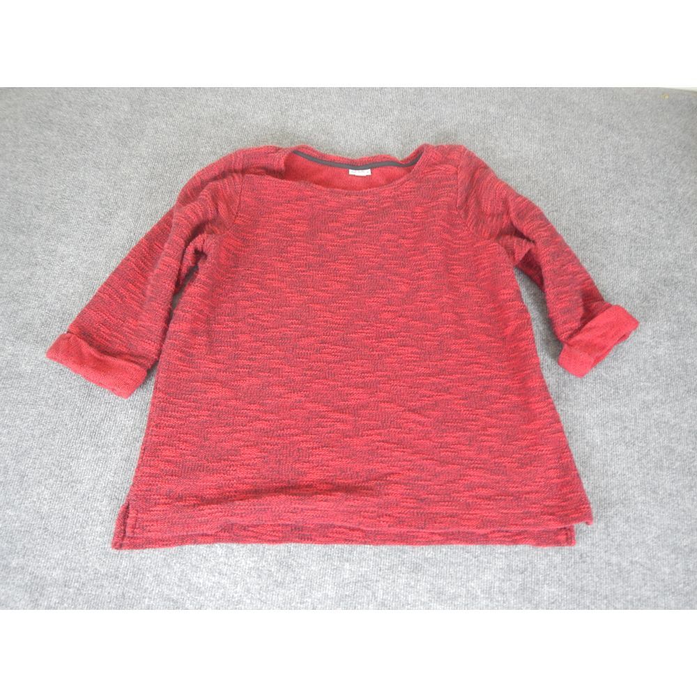 Croft & Barrow  Sweater Top Plus Size 1X Red Black Dye Knit‎ 3/4 Sleeve Casual